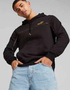 sudadera puma hombre con capucha minimal gold, negro