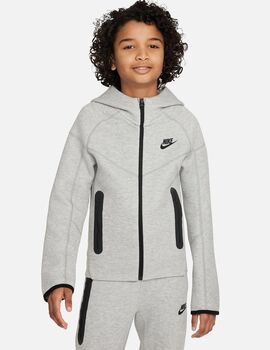 chaqueta con capucha nike junior  TECH FLEECE gris