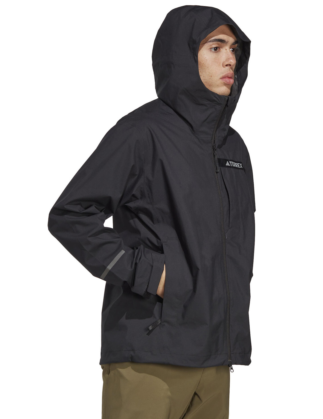 chaqueta hombre,  impermeable transpirable adidas, negra 2.5 L