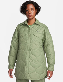 cazadora larga nike guateada mujer, verde oliva