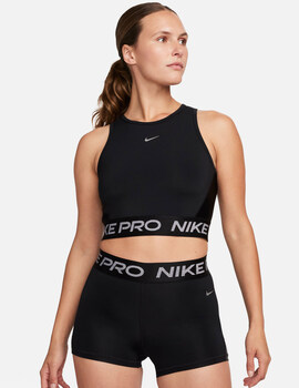 top crop nike pro mujer dri-fit negro/plata