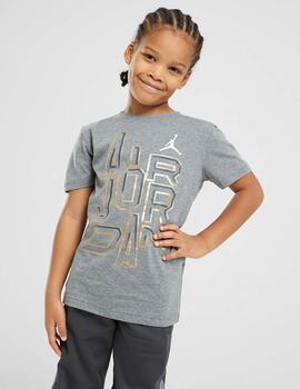 camiseta jordan manga corta junior 23 GOLD LINE , gris/oro