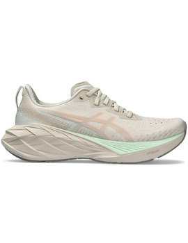 zapatilla running asics mujer NOVABLAST 4, beige/verde