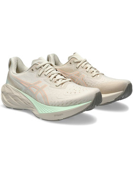 zapatilla running asics mujer NOVABLAST 4, beige/verde