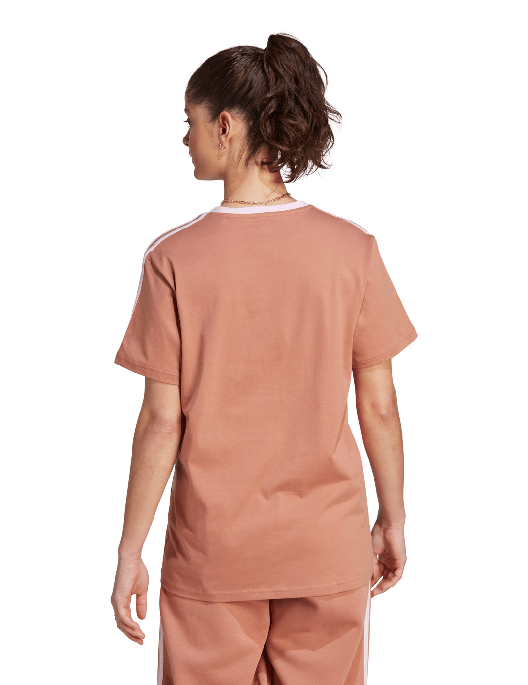 camiseta adidas mujer manga corta classic. cobre/rosa