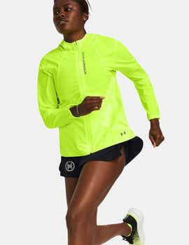 chaqueta paravientos mujer UNDER ARMOUR STORM RUN verde fluor