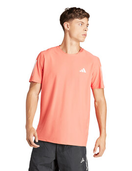 camiseta running adidas manga corta, salmon/blanco