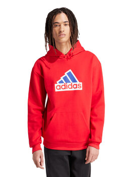 sudadera adidas hombre con capucha logo grande, roja