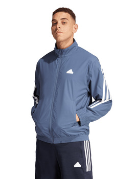 chaqueta adidas hombre microfibra , azul bandas blancas