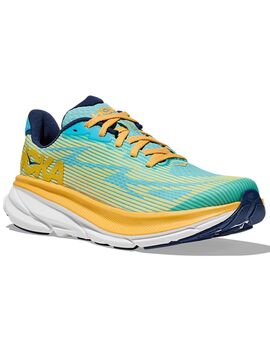 zapatilla running junior HOKA CLIFTON 9, verde/amarillo/negro