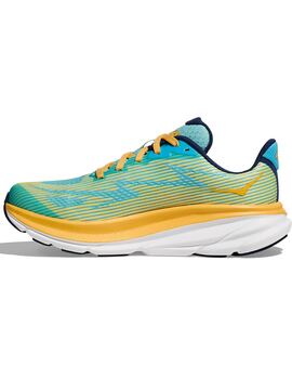 zapatilla running junior HOKA CLIFTON 9, verde/amarillo/negro