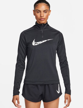 camiseta running nike  manga larga mujer  SWOOSH , negro