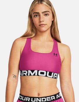 top sujección media under armour, rosa/negro