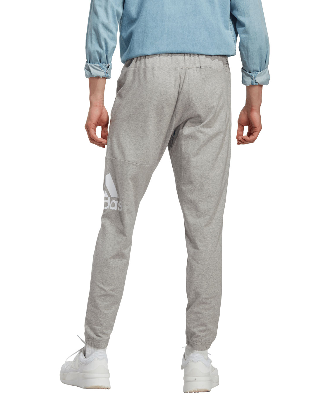 pantalón hombre adidas logo grande con puño, gris