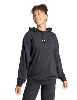 sudadera algodón con capucha mujer, adidas negro