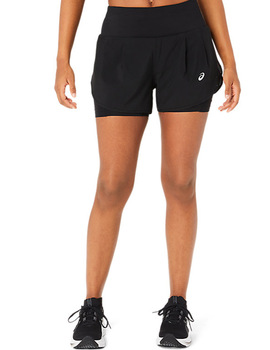 short running mujer asics con malla ROAD 2-N-1 3. negro