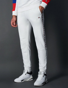 pantalón champion hombre con puño y bandas, blanco