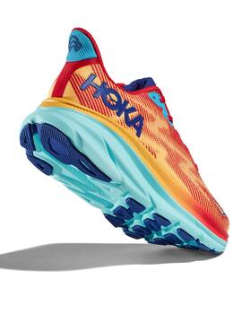 zapatilla running hombre Hoka CLIFTON 9, naranja/rojo