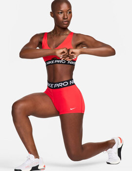 short nike pro mujer 3", naranja/negro