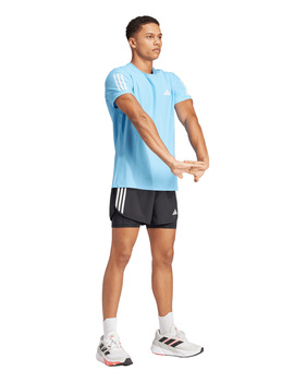 camiseta manga corta hombre  adidas running celeste