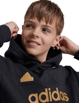 sudadera adidas con capucha alemania junior, negro/bronce