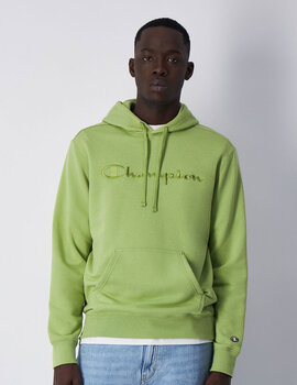 sudadera champion con capucha verde lima