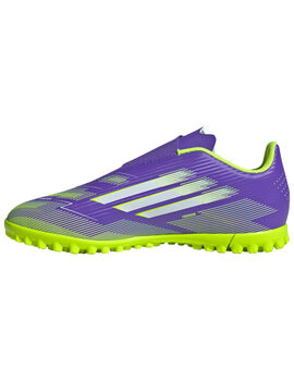 bota de fútbol turf con velcro adidas F50 LEAGUE   Jr. morado/verde