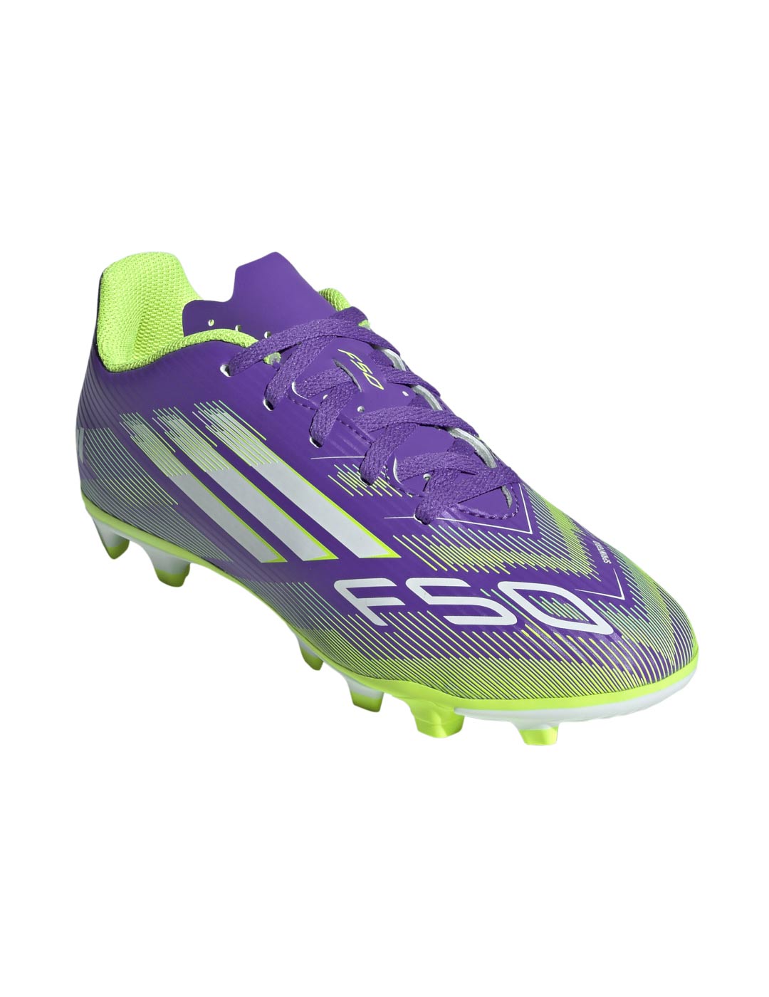 bota de fútbol adidas F50 CLUB FG/MG Junior, morado/verde