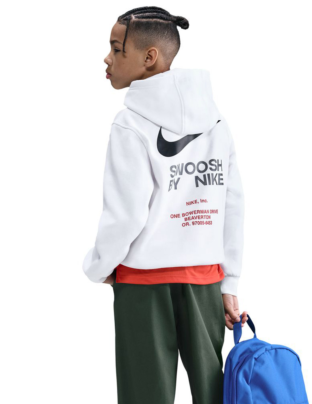 sudadera de capucha junior nike club, blanco