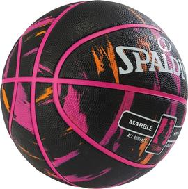 BALON SPALDING NBA MARBLE 4HER OUT, T/6 NEGRO/ROSA