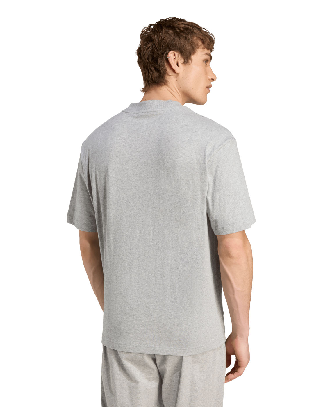 camiseta manga corta adidas hombre, logo grande, gris/plata