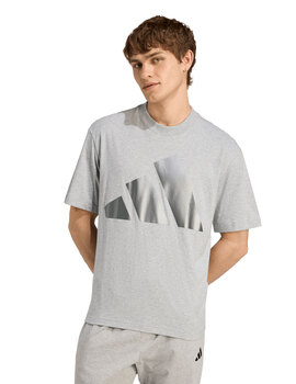 camiseta manga corta adidas hombre, logo grande, gris/plata