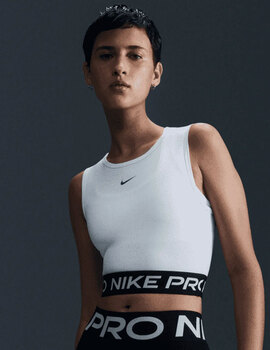 top NIKE PRO WOMEN'S DRI-FIT CROPPED, blanco