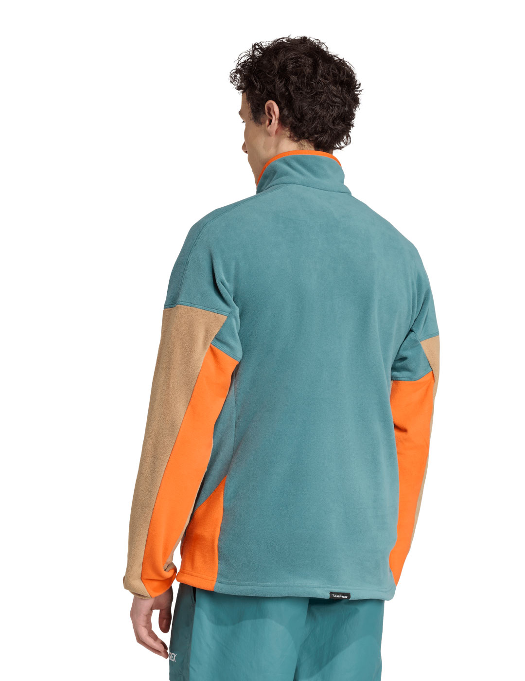 sudadera polar media creamallera adidas Terrex, verde/beige