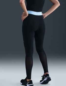 malla mujer NIKE PRO  MID-RISE, negro/celeste