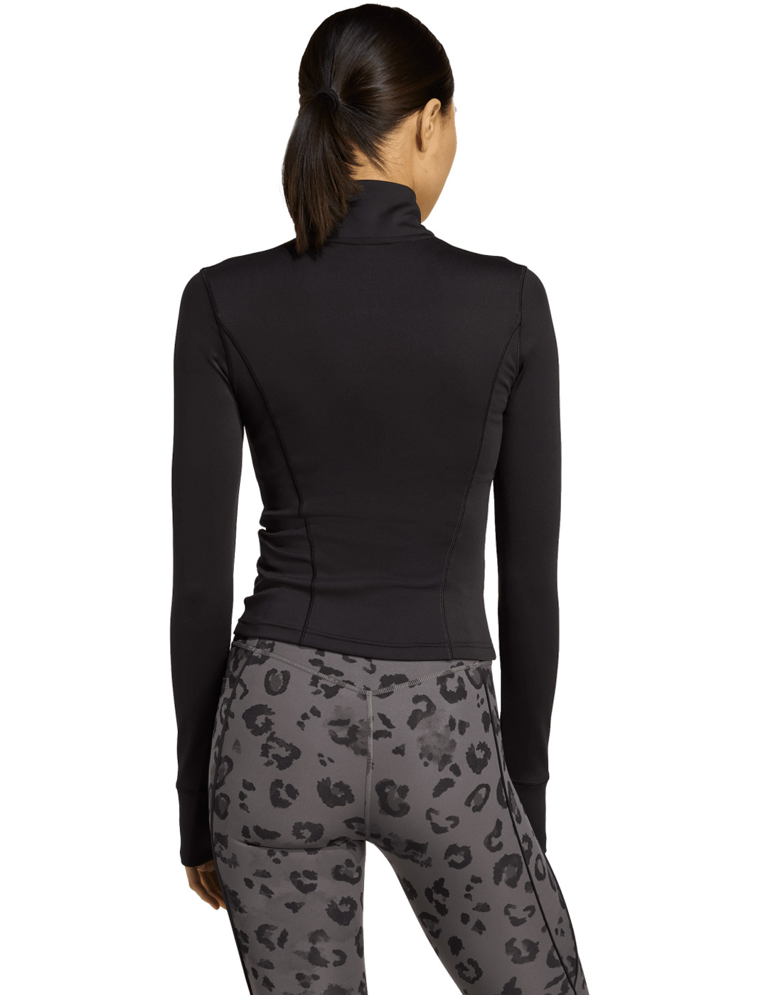 sudadera abierta adidas con cremallera ajustada mujer, negro