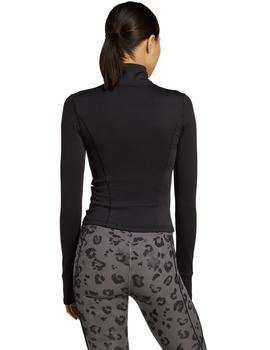 sudadera abierta adidas con cremallera ajustada mujer, negro