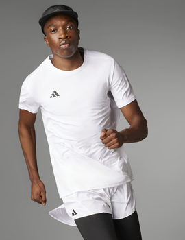 camiseta manga corta  técnica adidas hombre ADIZERO, blanco