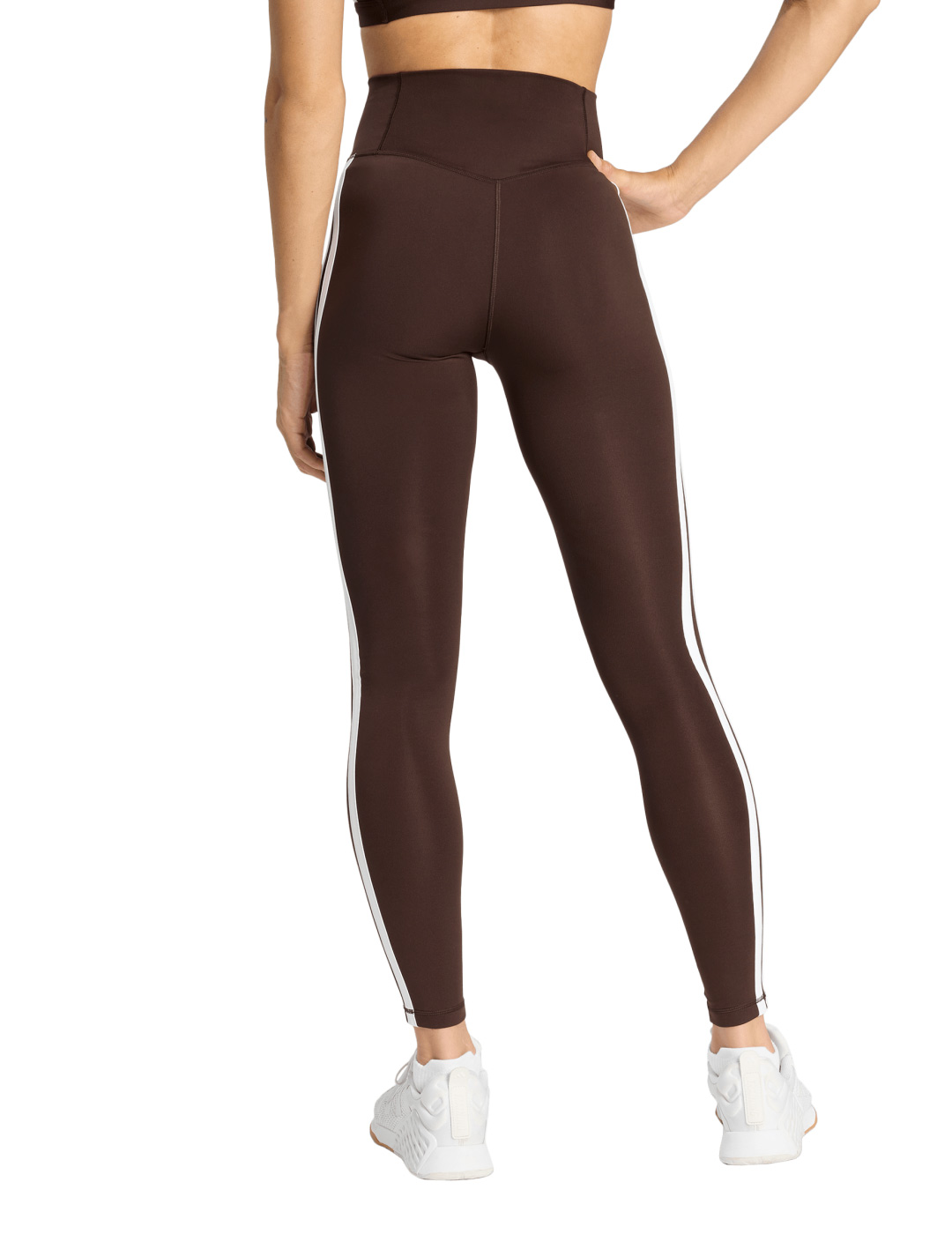 malla adidas mujer tres bandas, chocolate/blanco