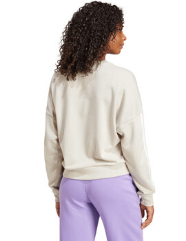 sudadera cuello redondo mujer, adidas beige bandas blancas
