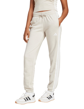 pantalón chandal mujer adidas beige bandas blancas