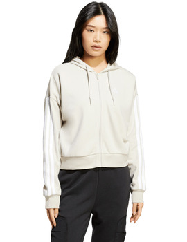 sudadera adidas capucha abierta con cremallera mujer, beige/blanco