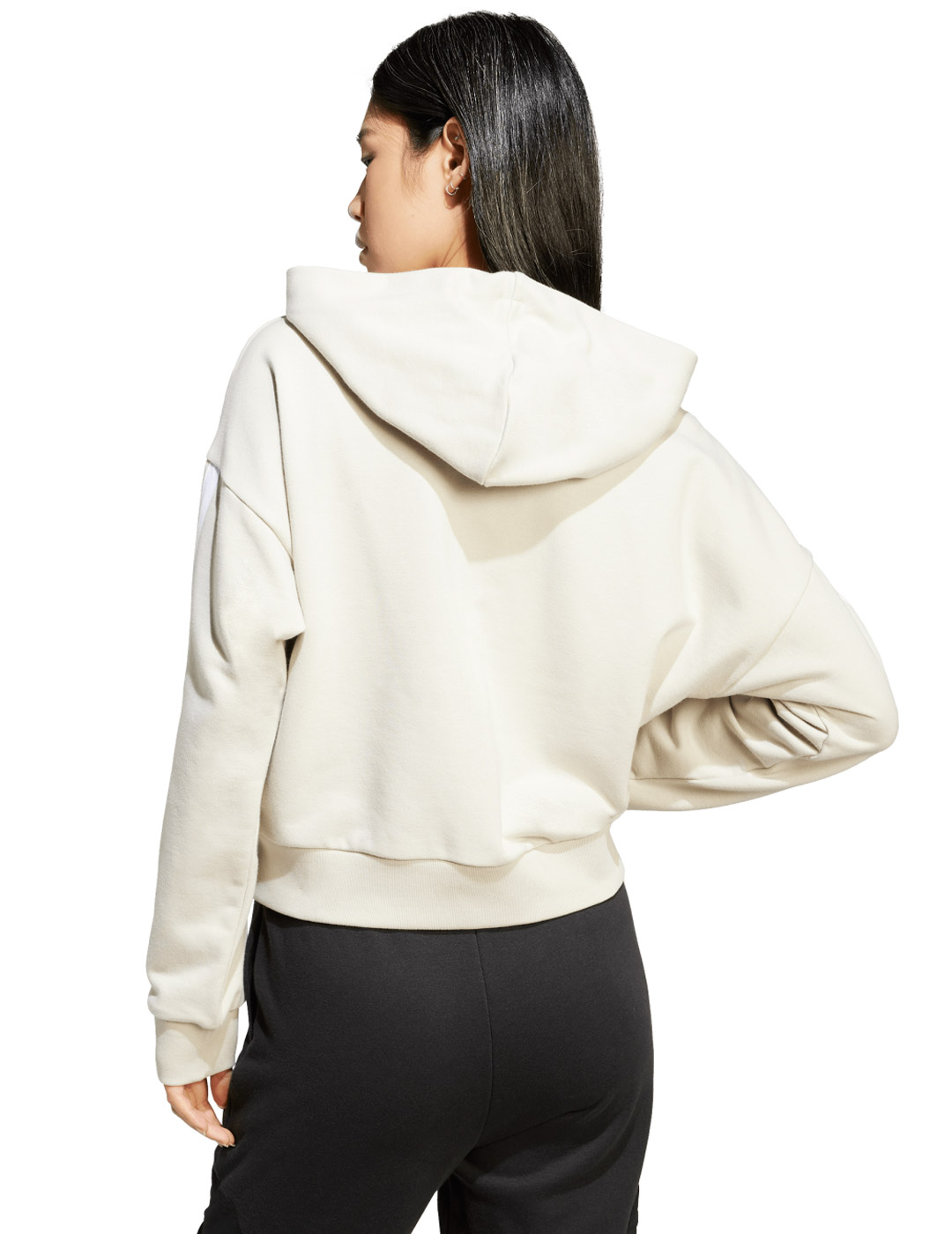 sudadera adidas capucha abierta con cremallera mujer, beige/blanco