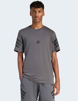 camiseta manga corta hombre adidas, gris/negro