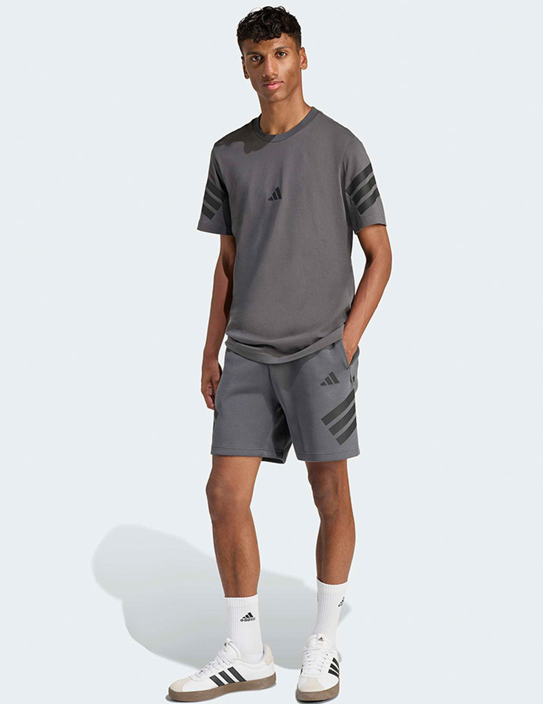 bermuda hombre adidas  FI 3S, gris/negro