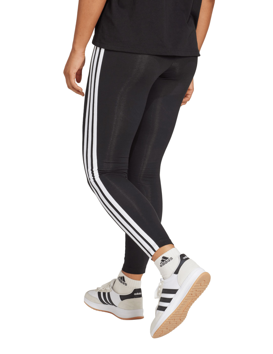 malla larga adidas mujer tres bandas, negro/blanco