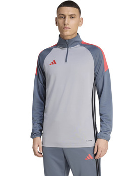 sudadera adidas  media cremallera entreno, gris/rojo