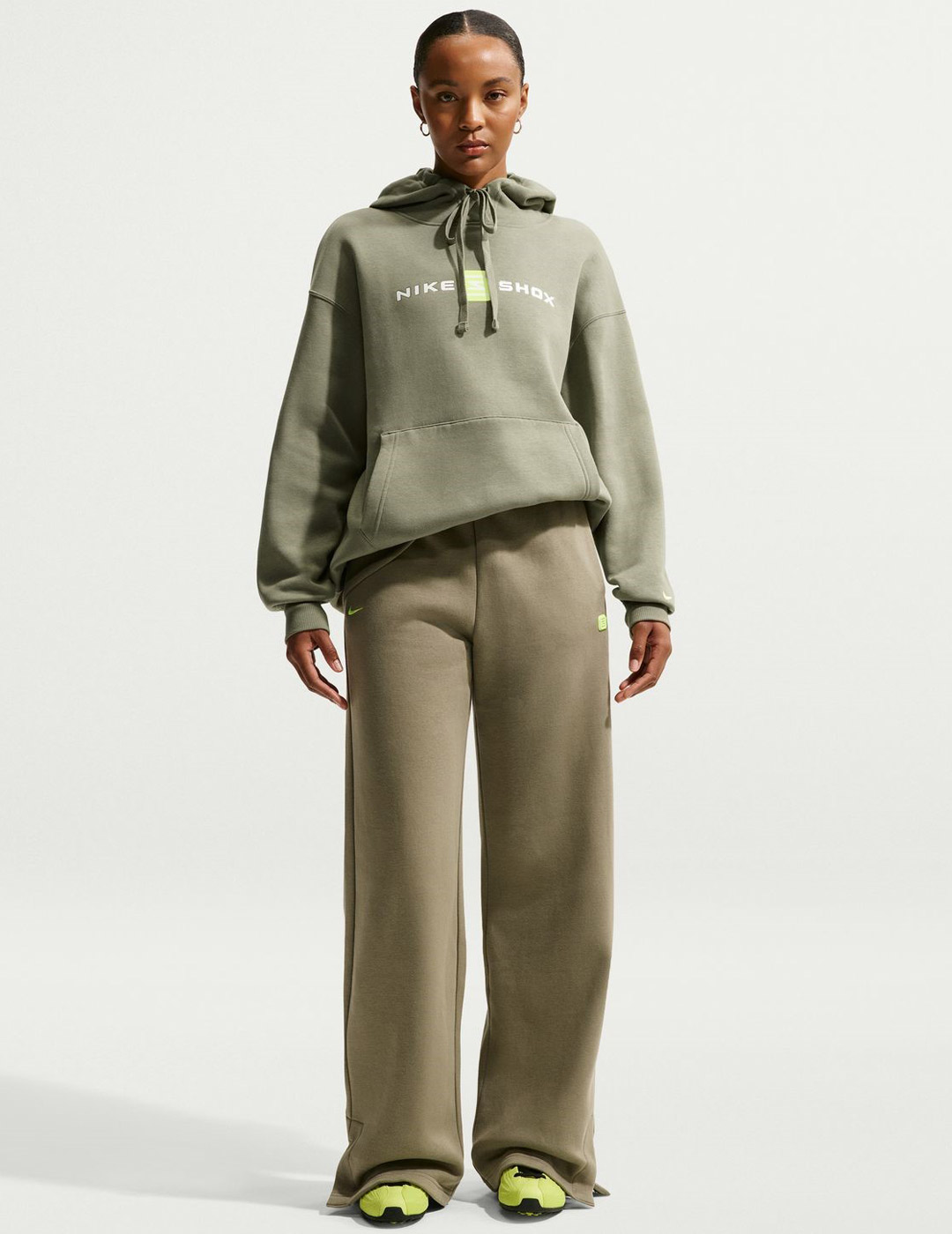 sudadera capucha nike  SHOX PHOENIX mujer, verde