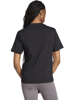 camiseta adidas mujer manga corta, negro bandas blanco