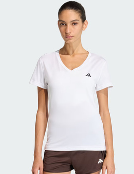 camiseta pico y manga corta mujer adidas, blanco